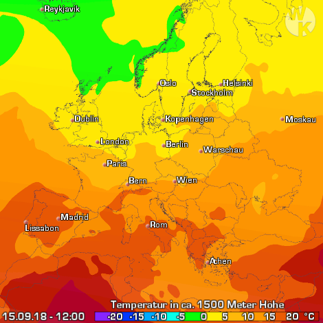 Vorhersagefilm Temperatur in ca. 1500 Meter Höhe