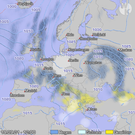 Vorhersagefilm Wolken und Niederschlag in Europa