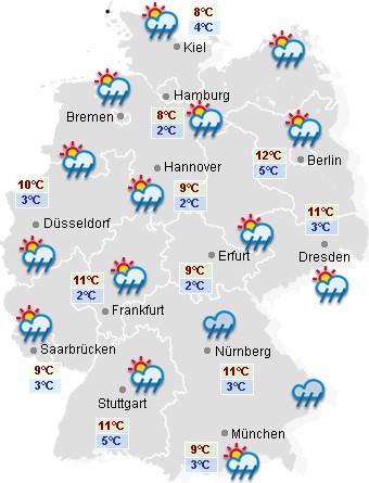 Vorhersage f&uuml;r Deutschland